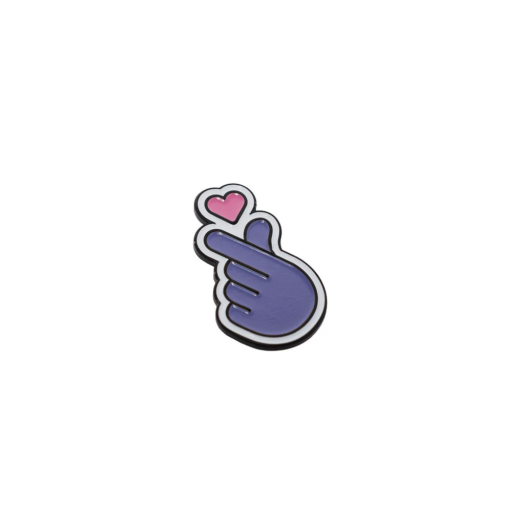 Pin Hallyu Finger Heart Purple & Pink - Explore Engage Enjoy - Image 2
