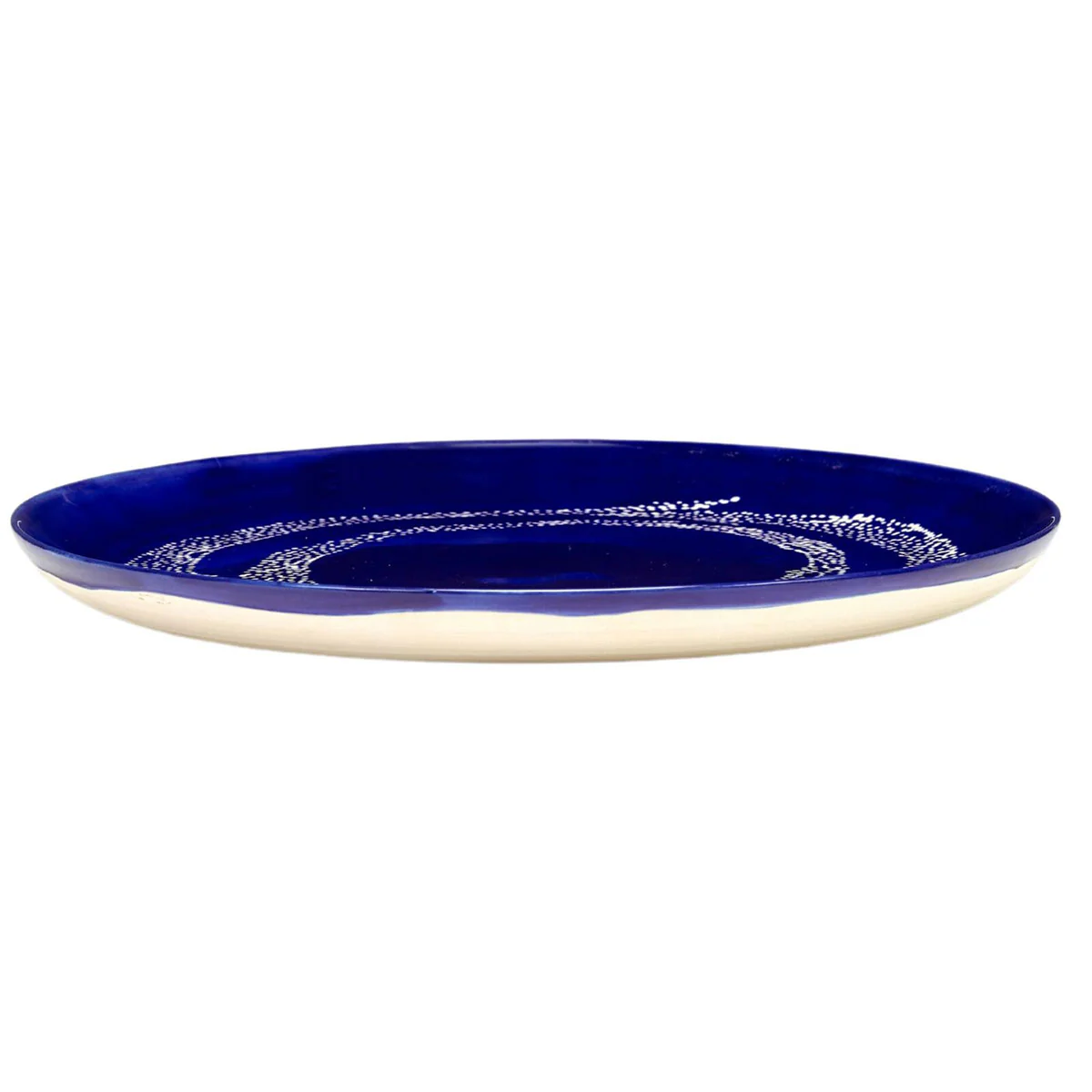 Plate Large Lapis Lazuli Swirl Dots White FEAST - Gourmet Brands - Image 2