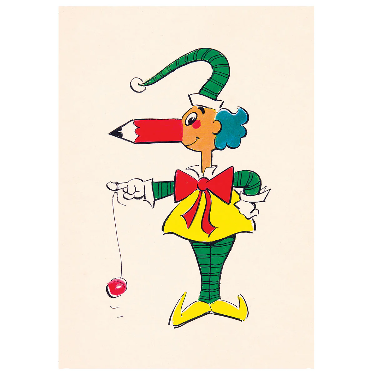 Postcard Mr Squiggle and YoYo Illustration