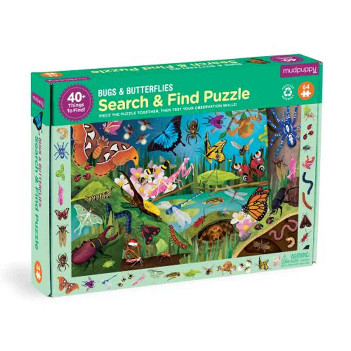 Puzzle 64 Piece Search and Find Bugs and Butterflies - Bobangles