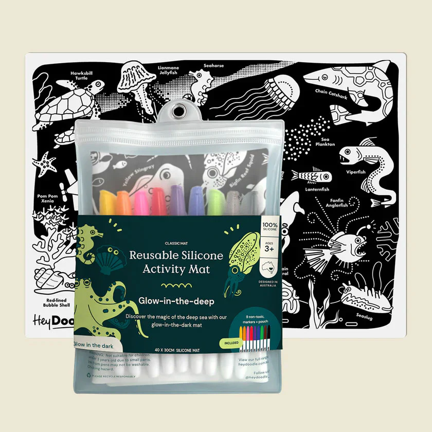 Reusable Silicone Activity Mat Glow In The Deep - Hey Doodle