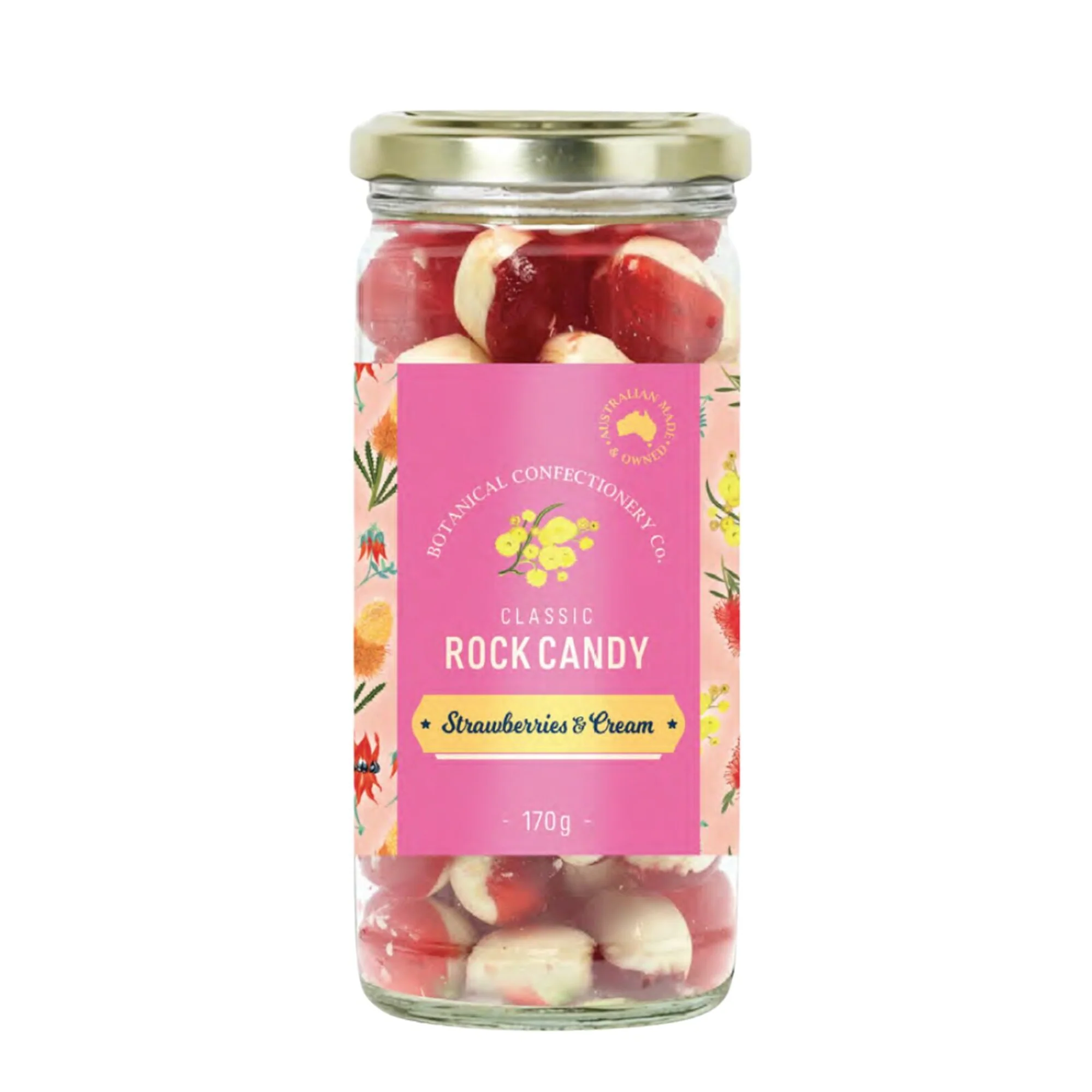 Rock Candy Strawberries & Cream 170g - Gourmet Brands
