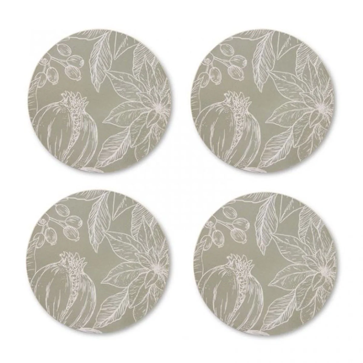 Round Coaster Poinsettia 4 Set - Madras Link