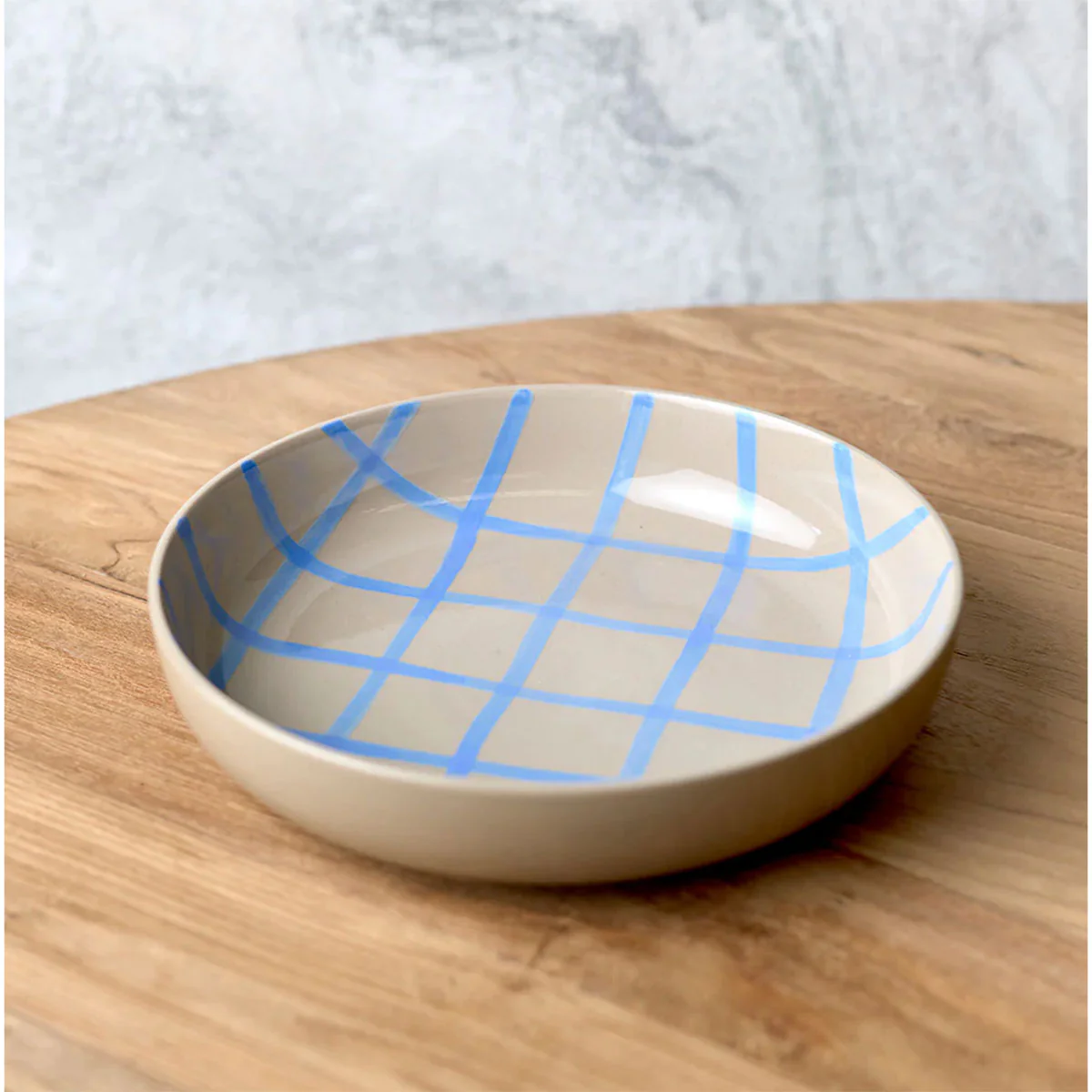 Salad Bowl 28cm Coastal Junction Stone w/Blue Handbrush - Robert Gordon
