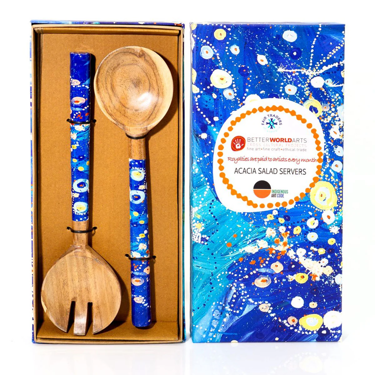 Salad Servers Wooden Box Stephen Jupurrula Nelson ASJN668SSFB - Better World Arts