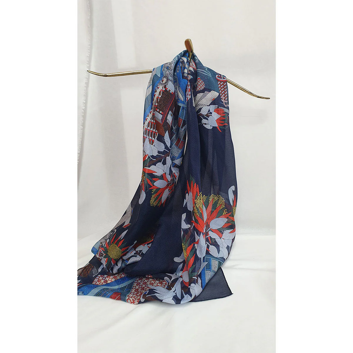 Scarf Long Buyeo Taebi Carre Navy - Leemisun Textile Art Co