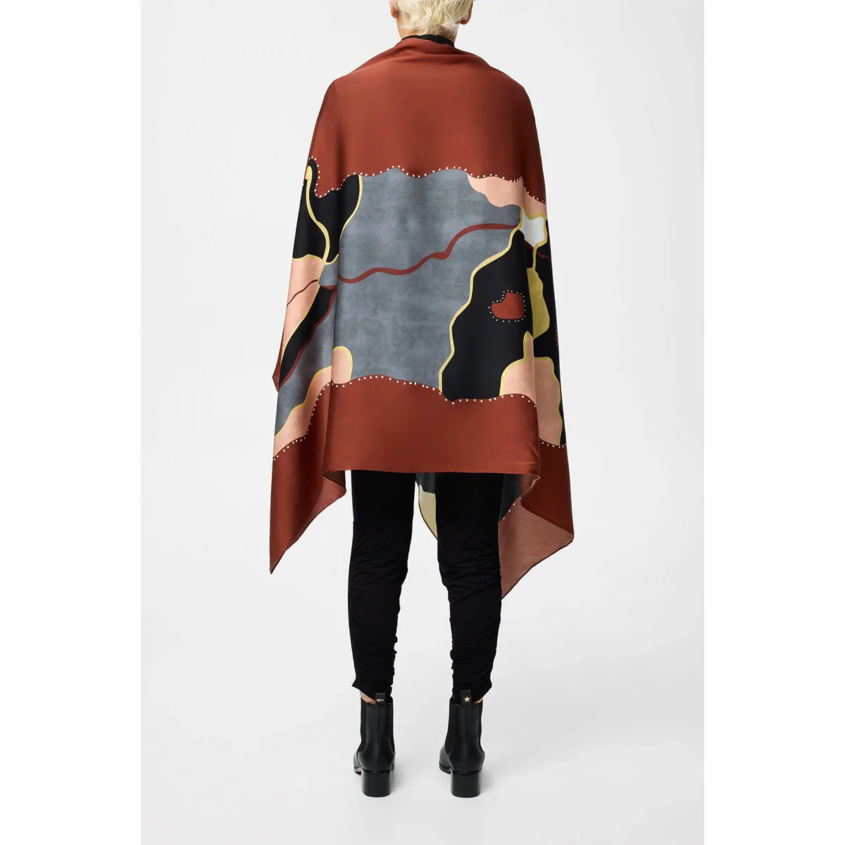 Silk Scarf Feeling the Space Ochre 180cm x 100cm - Ngali - Image 2
