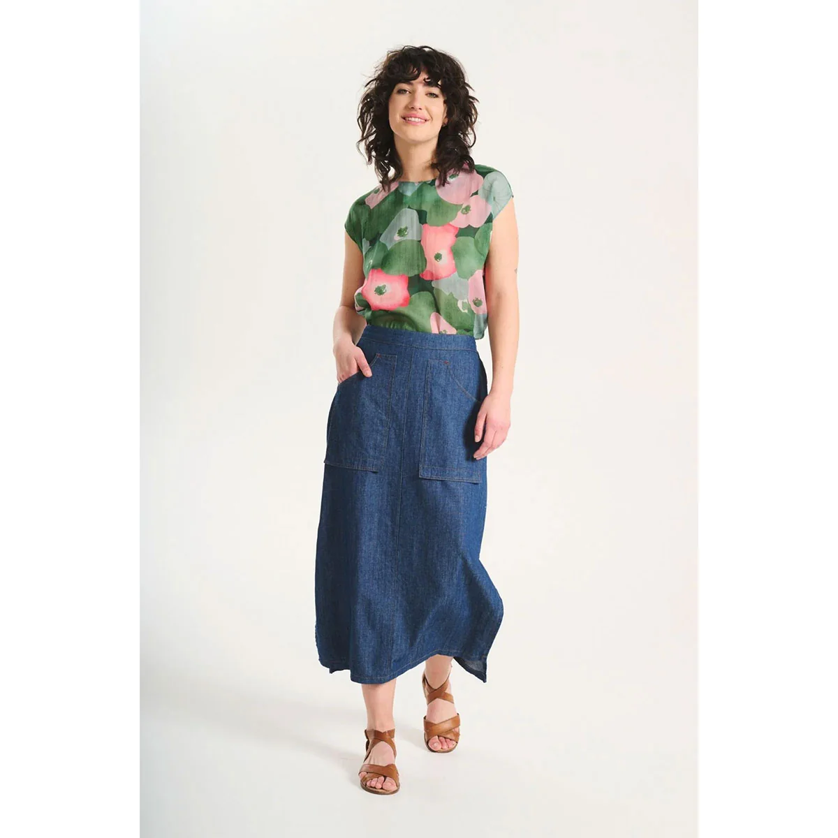 Skirt Cardiff Light Wash Cotton/Linen Denim - Olga de Polga - Image 2