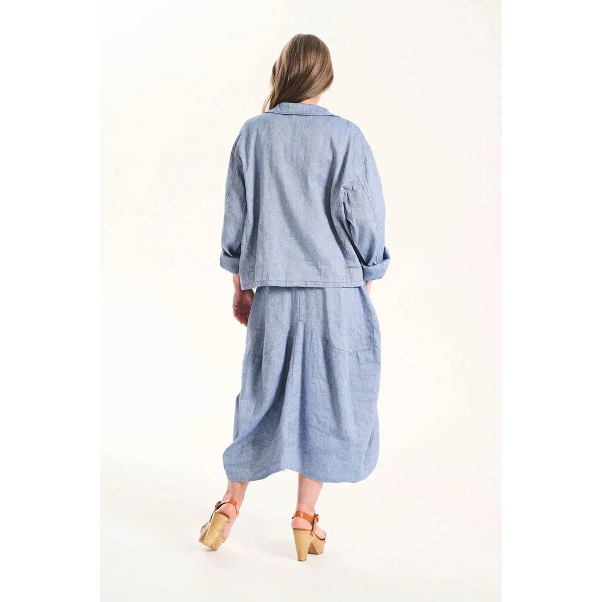 Skirt Milwaukee Venice Beach Denim Blue Linen - Olga de Polga - Image 3