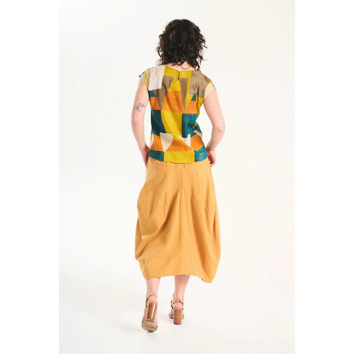 Skirt Milwaukee Weir Mustard Linen/Cotton - Olga de Polga - Image 3