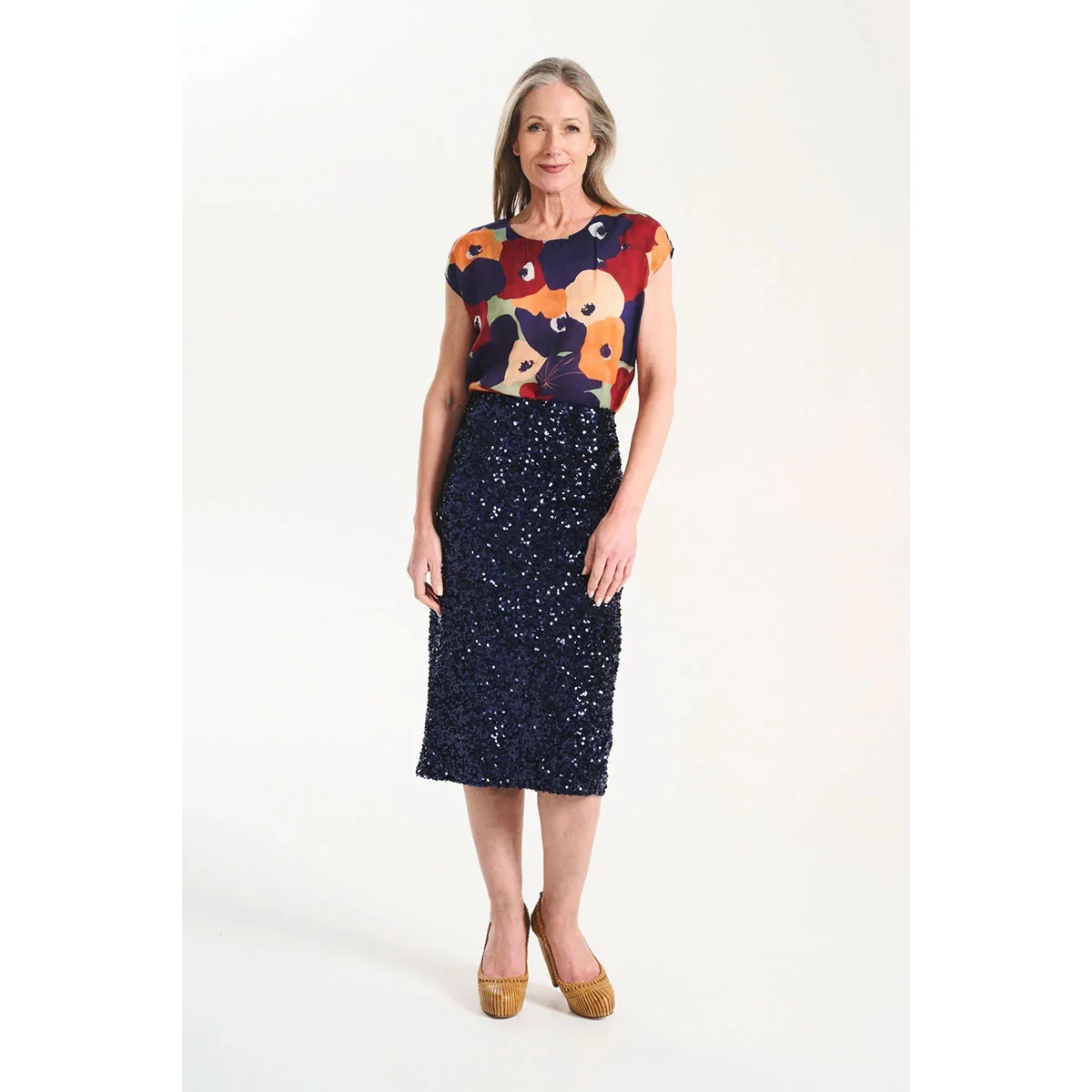 Skirt Nova Navy Sequinned Velvet - Olga de Polga - Image 2