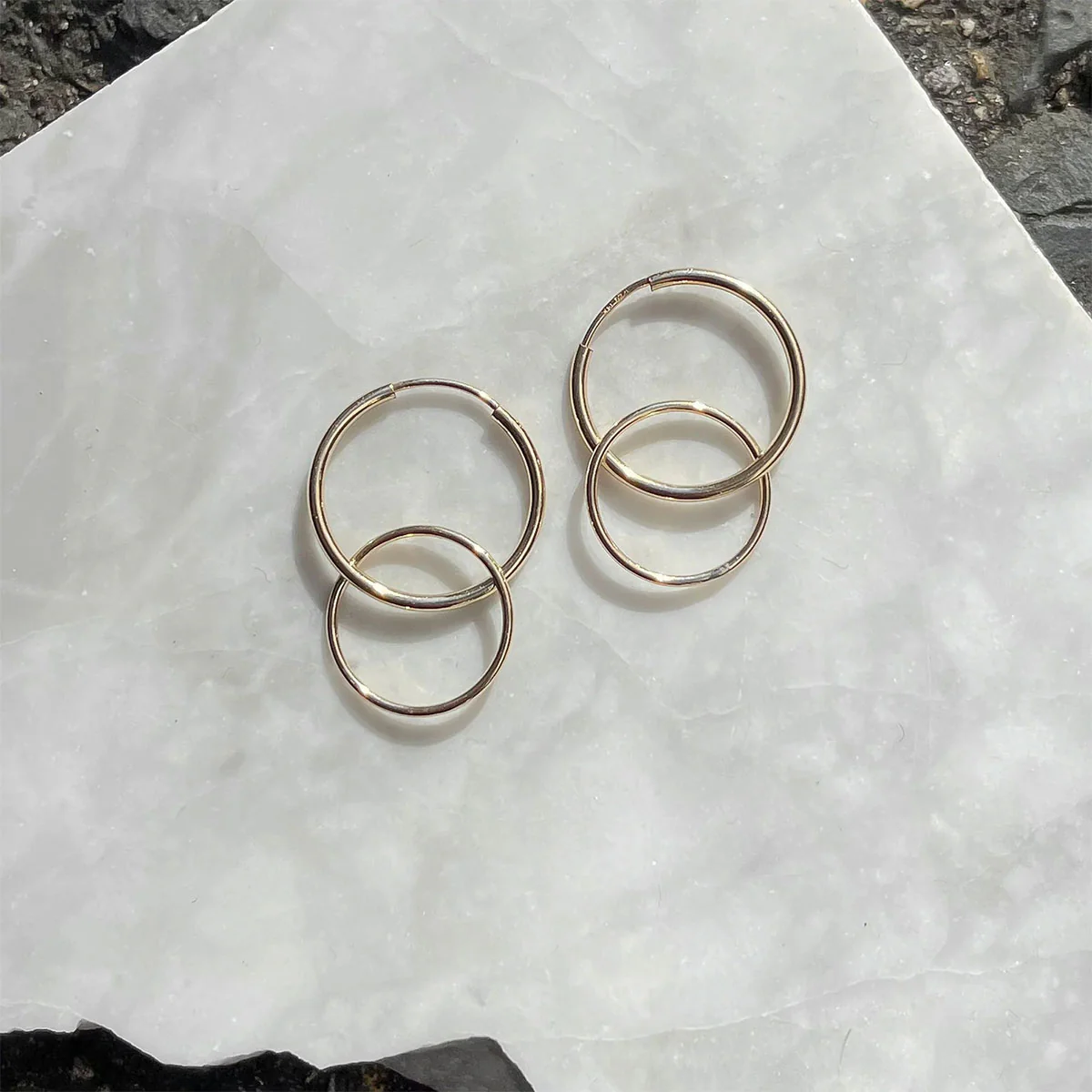 Sleeper Earrings Hoops Circle Charm Ring 14mm Gold Filled - Amy Tamblyn