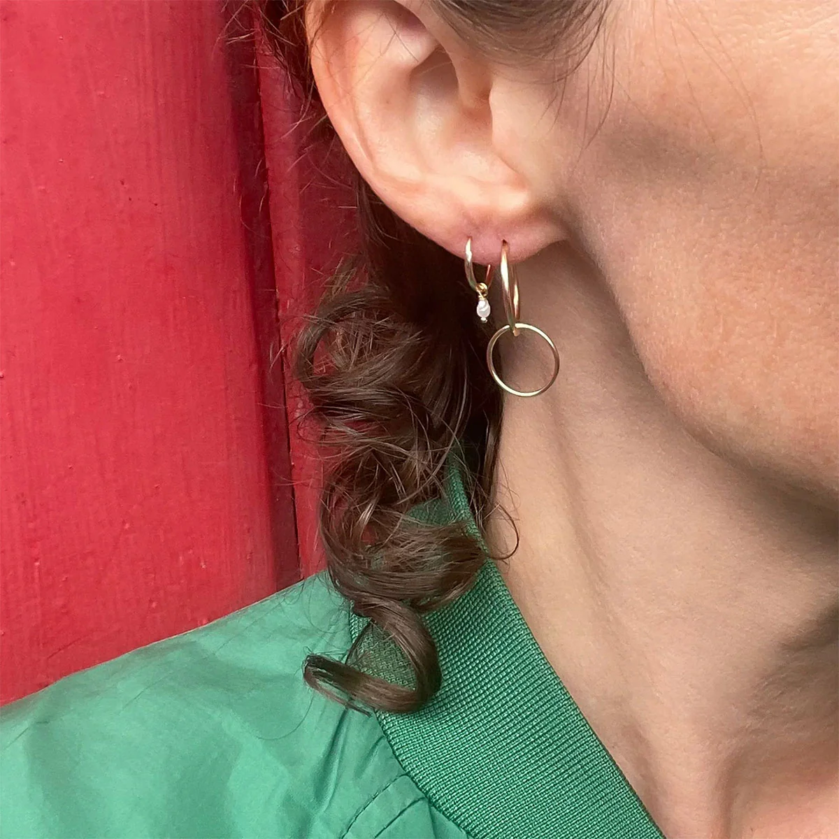 Sleeper Earrings Hoops Circle Charm Ring 14mm Gold Filled - Amy Tamblyn - Image 2