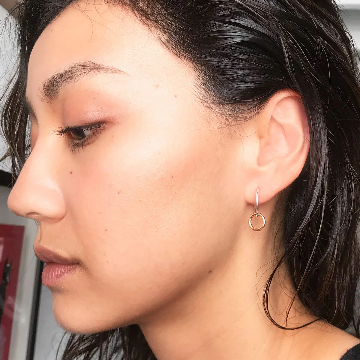 Sleeper Earrings Hoops Circle Charm Ring 9mm Gold Filled - Amy Tamblyn - Image 2