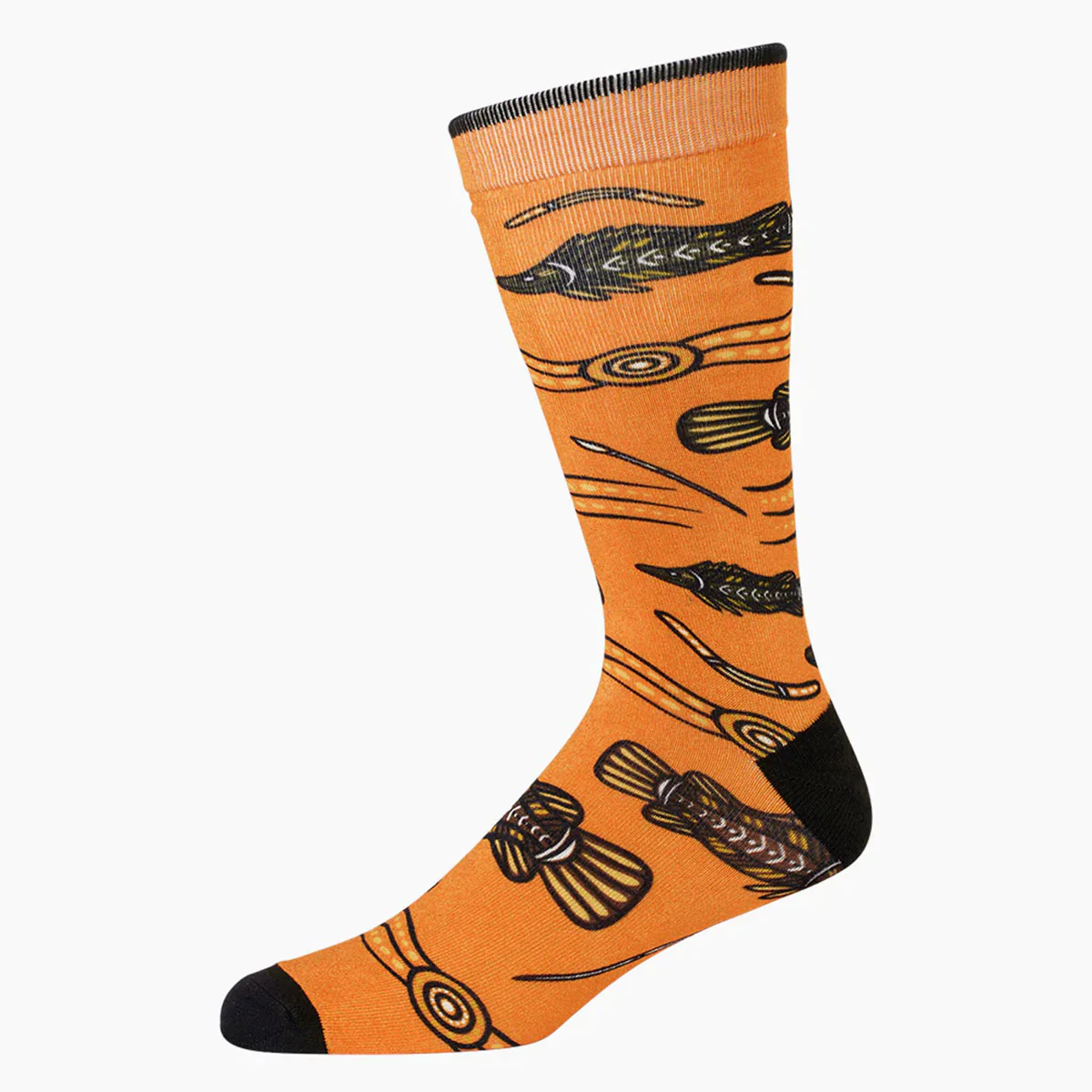 Sock Native Australian Barramundi Cheddar Bamboo M7-11 - Pussyfoot Socks