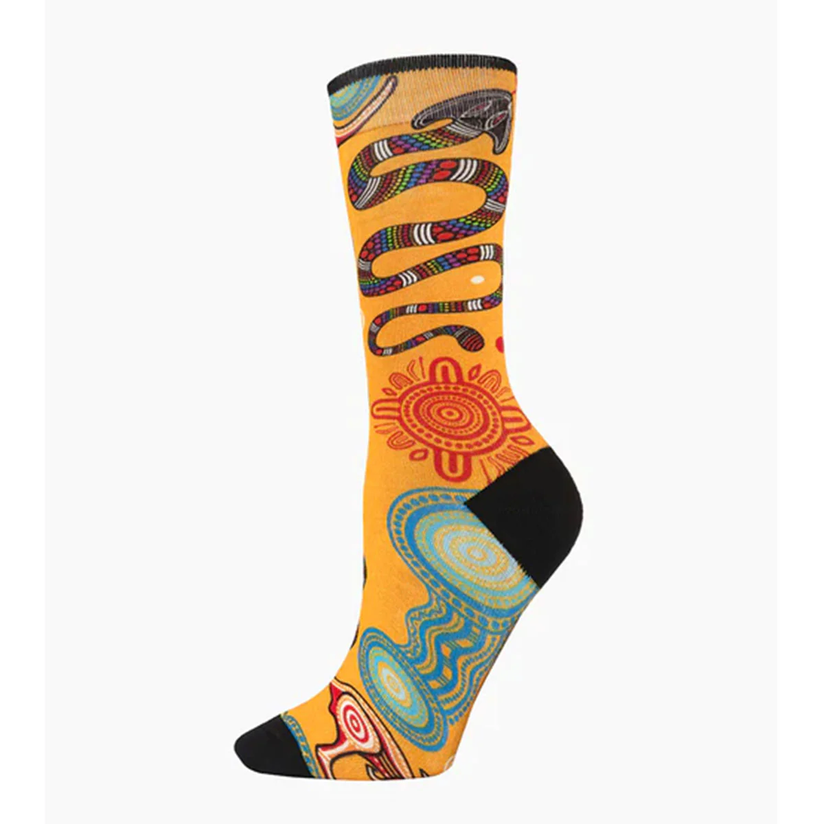 Sock Native Australian Rainbow Serpent Sunset Bamboo W2-8 - Pussyfoot Socks
