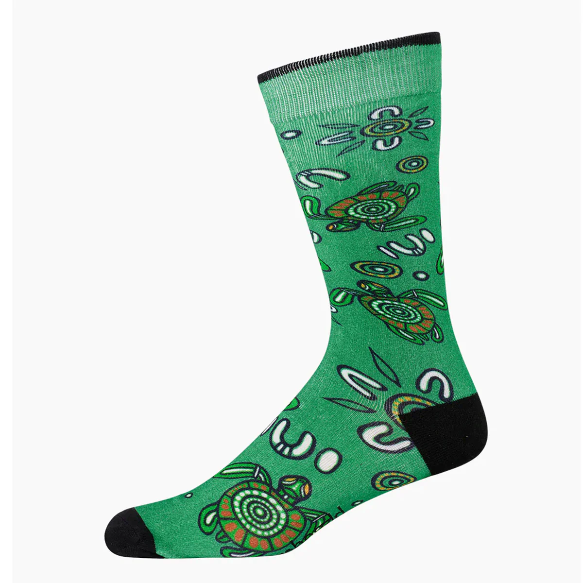 Sock Native Australian Turtle Green Bamboo M7-11 - Pussyfoot Socks