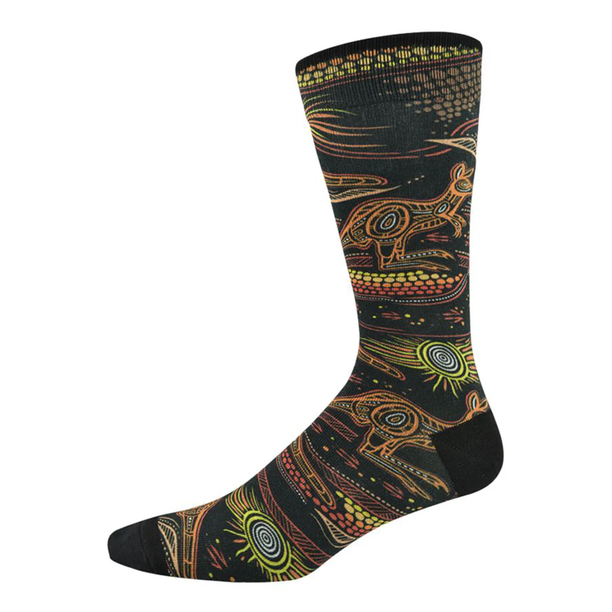 Socks Kangaroo Indigenous Australian Black Bamboo M7-11 - Bamboozld