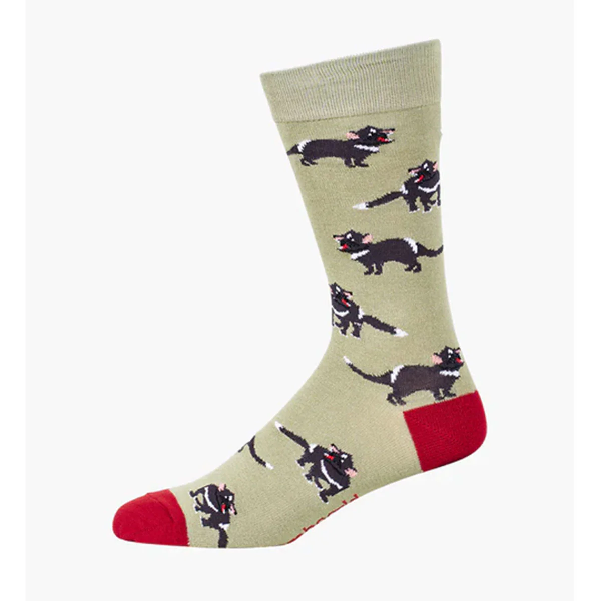 Socks Tassie Devil Khaki Bamboo M7-11 - Bamboozld
