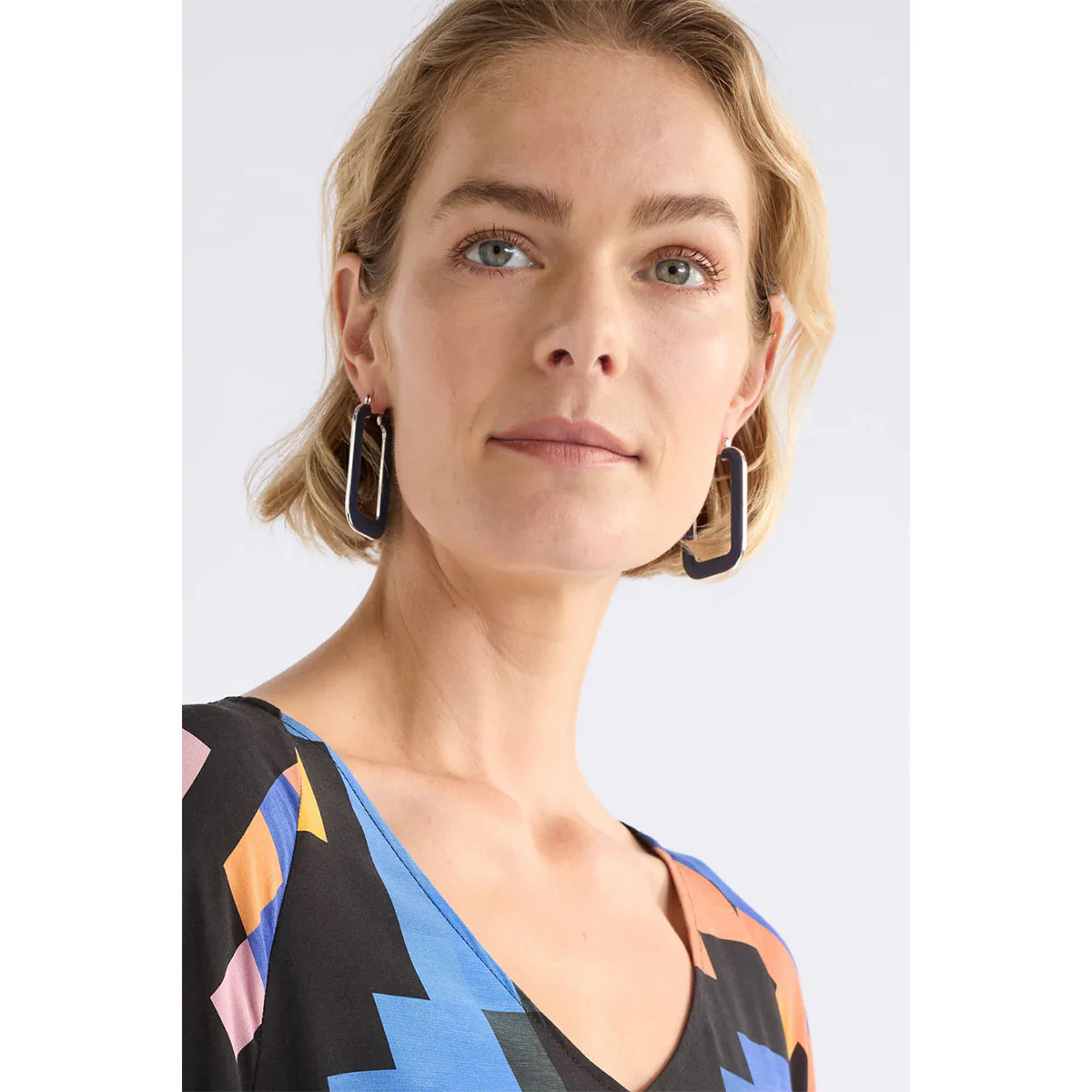 Square Hoop Earring Innfellt Denim Blue - Elk Accessories - Image 2