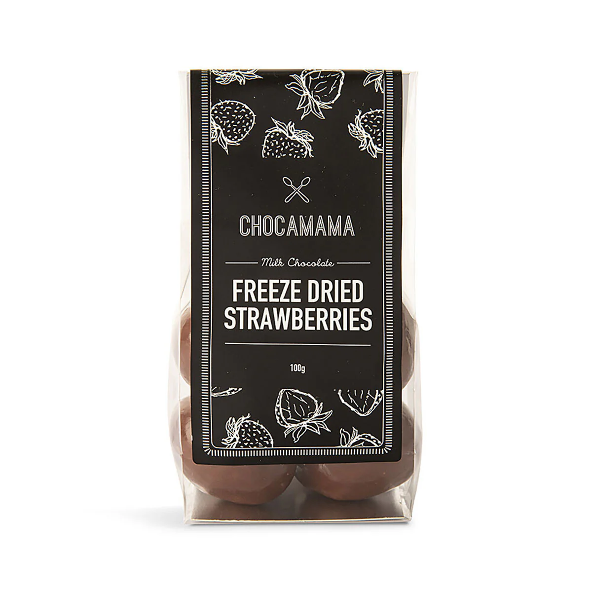 Stand up Bag Dark Chocolate Freeze Dried Strawberries 100g - Chocamama