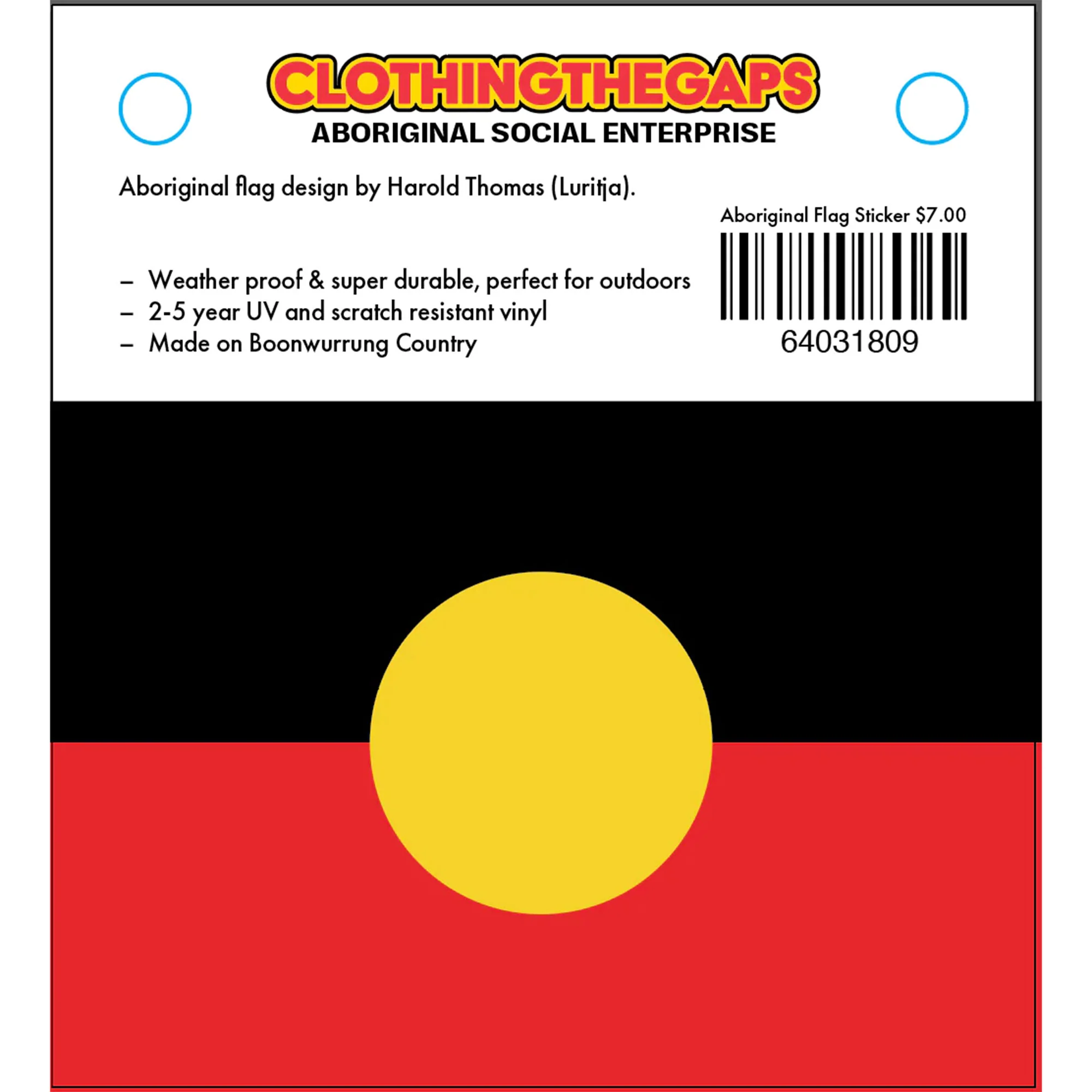 Sticker Aboriginal Flag - Clothing The Gaps