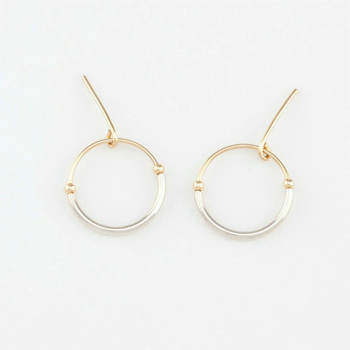 Stud Earrings Beaded Circle Gold Silver Gold Beads Medium - Amy Tamblyn