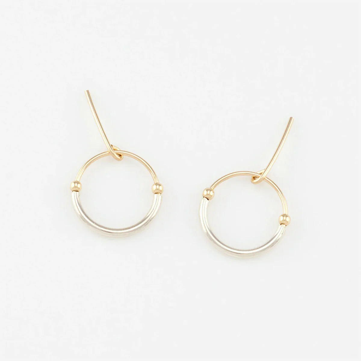 Stud Earrings Beaded Circle Gold Silver Gold Beads Small - Amy Tamblyn
