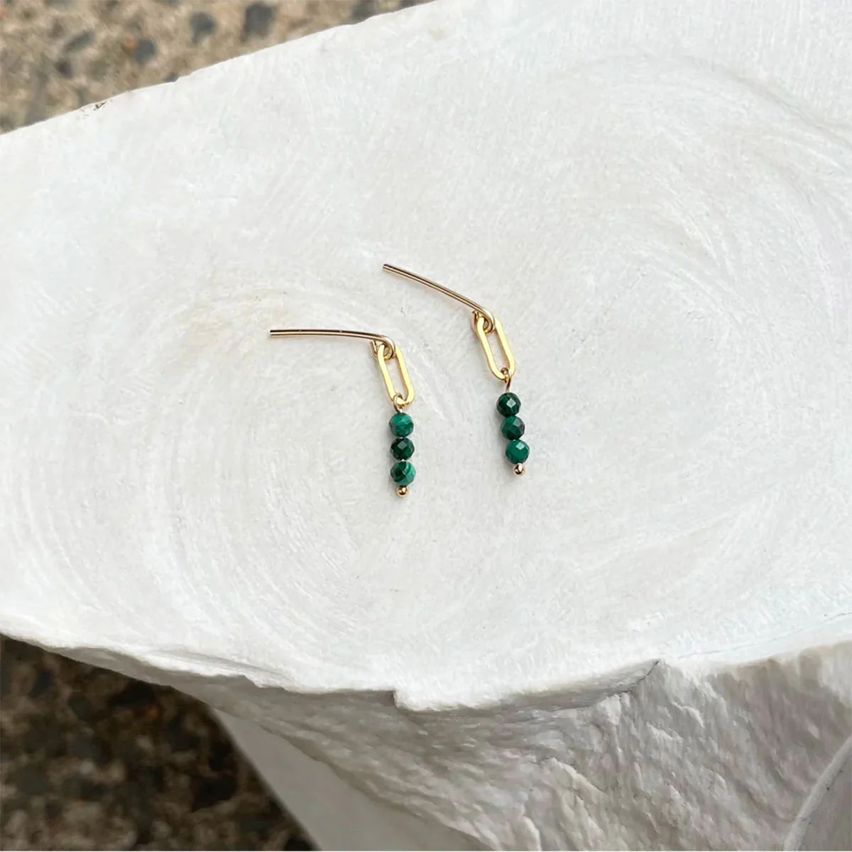 Stud Earrings Malachite O Gold Filled Malachite Stones - Amy Tamblyn