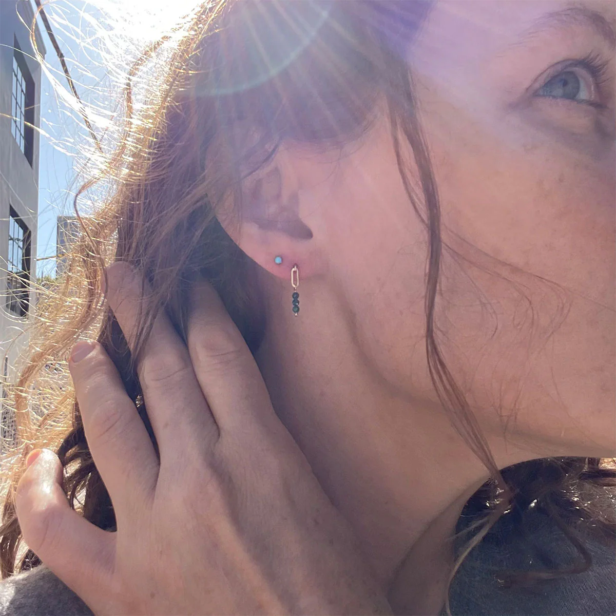 Stud Earrings Malachite O Gold Filled Malachite Stones - Amy Tamblyn - Image 2
