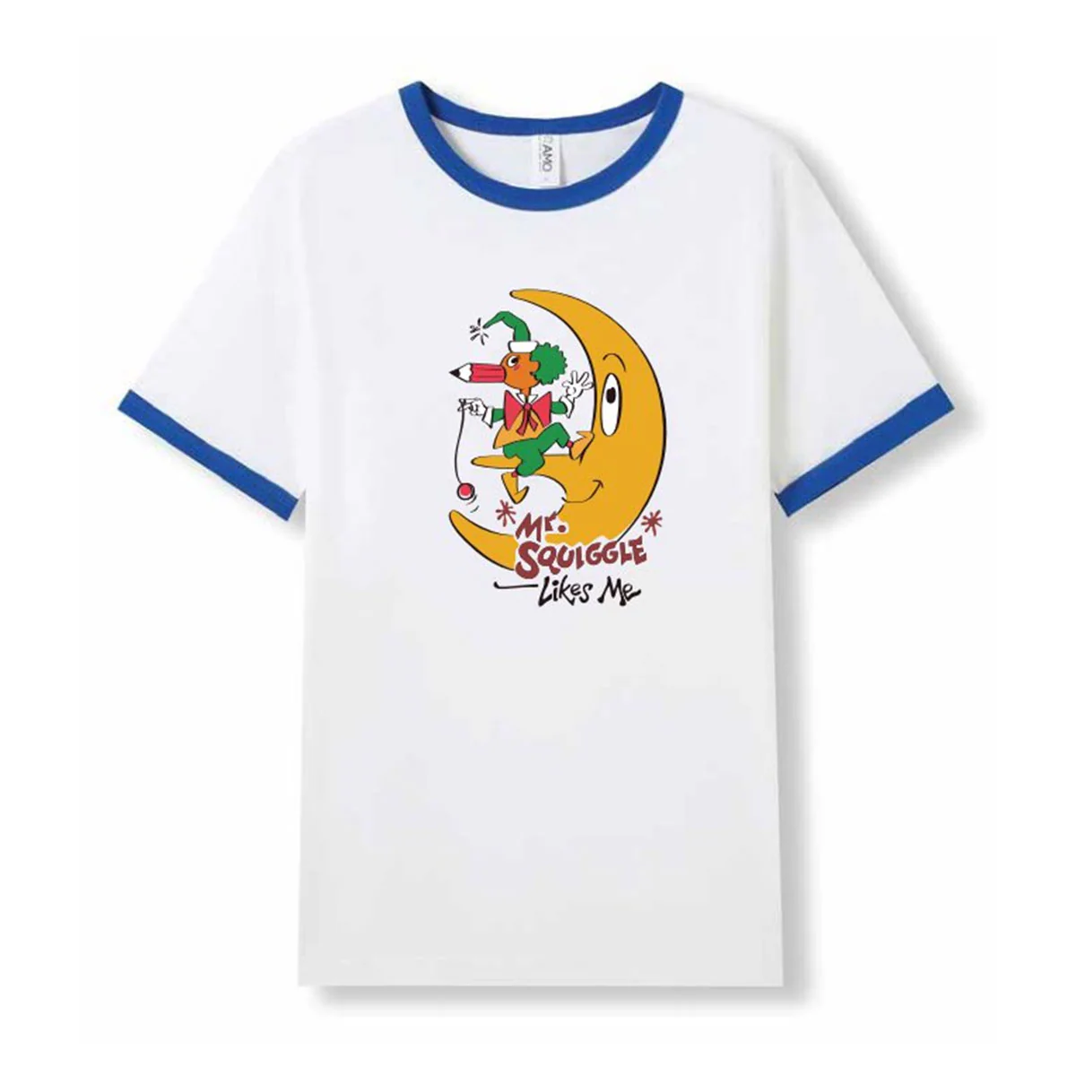 T-shirt Adult White/Blue Mr Squiggle Likes Me