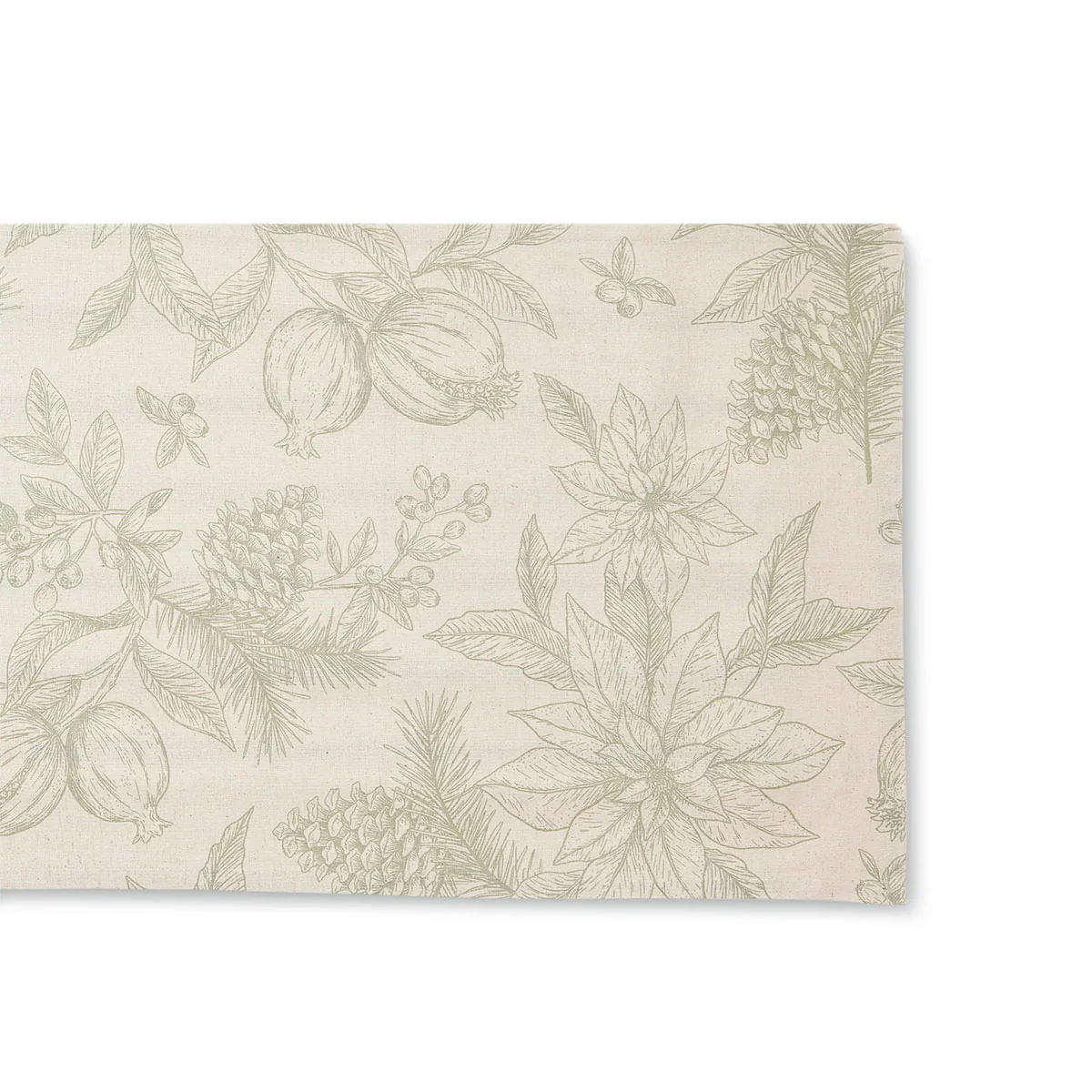 Table Runner Poinsettia Olive/Flax 40 x 200cm - Madras Link