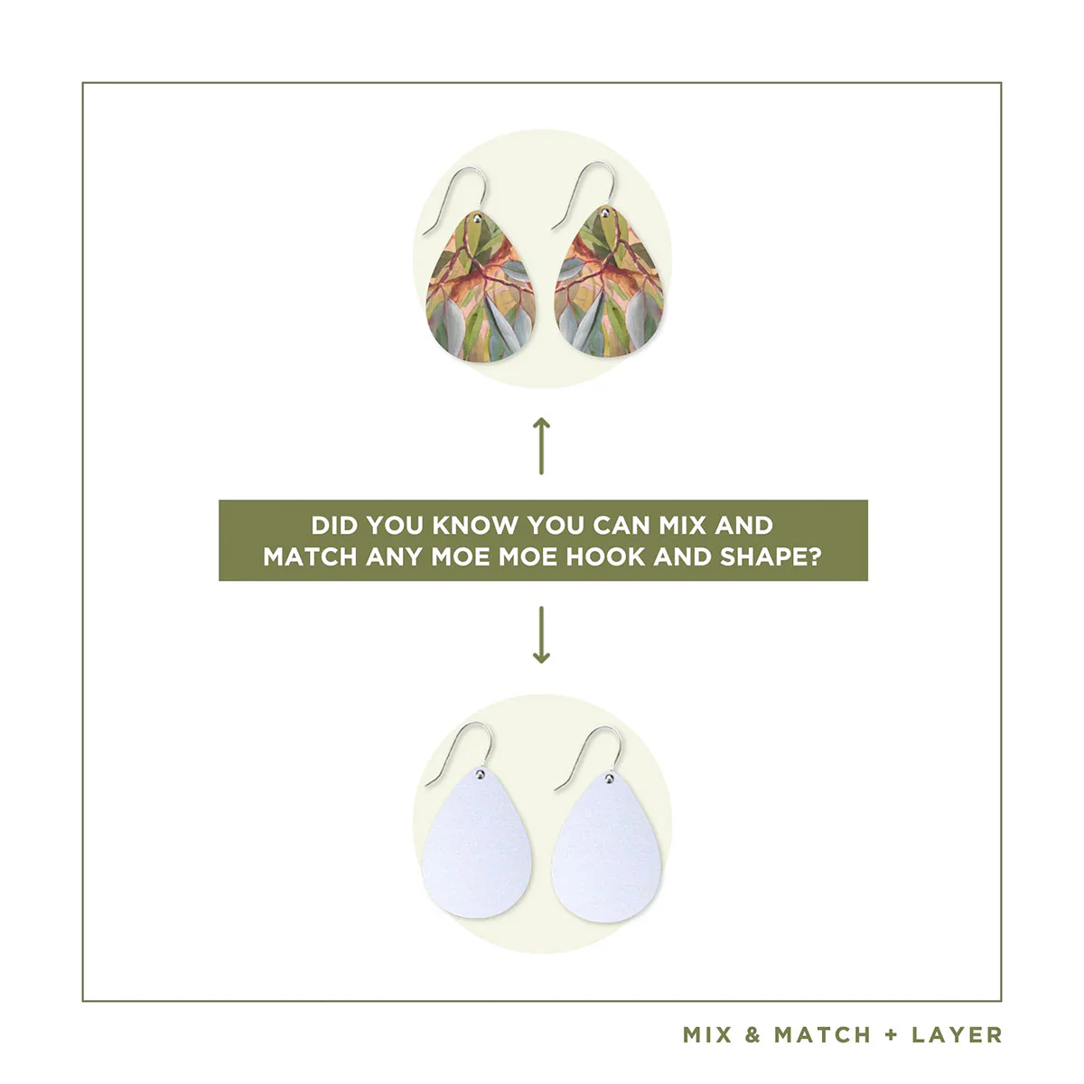 Tear Drop Earrings Eucalyptus Iconic Ellis Rowan - Moe Moe Design - Image 3