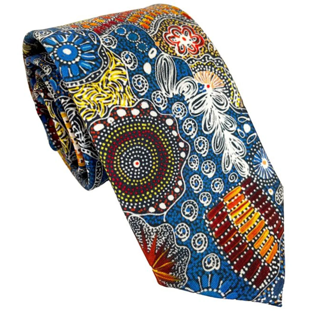 Tie Silk Blue and Gold - Dreamtimez