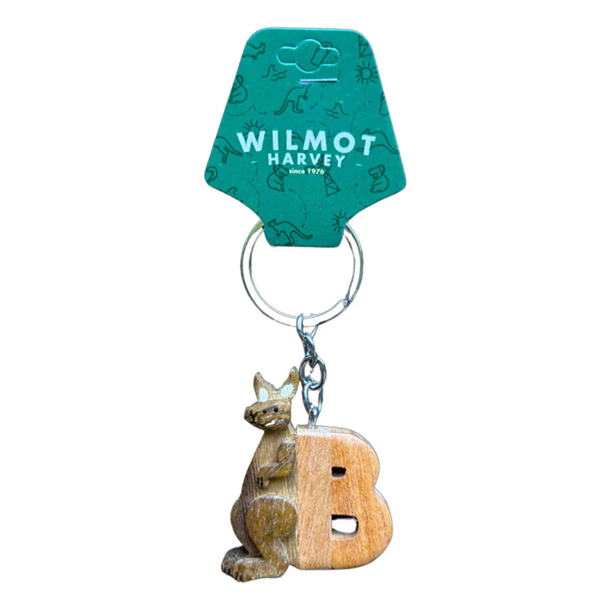 Timber Keyring B Kangaroo Alphabet Range - Wilmot Harvey