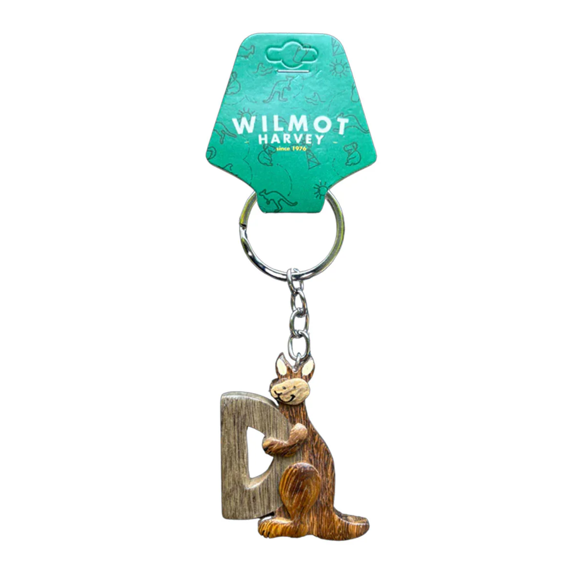 Timber Keyring D Kangaroo Alphabet Range - Wilmot Harvey