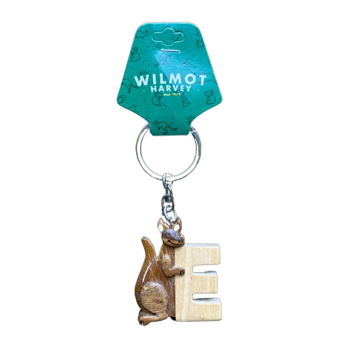 Timber Keyring E Kangaroo Alphabet Range - Wilmot Harvey