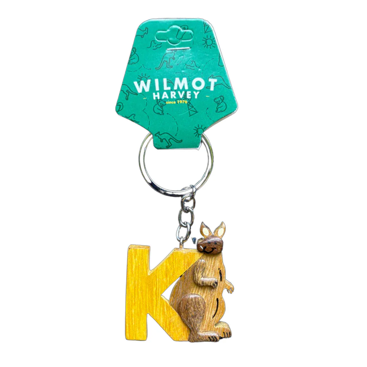 Timber Keyring K Kangaroo Alphabet Range - Wilmot Harvey