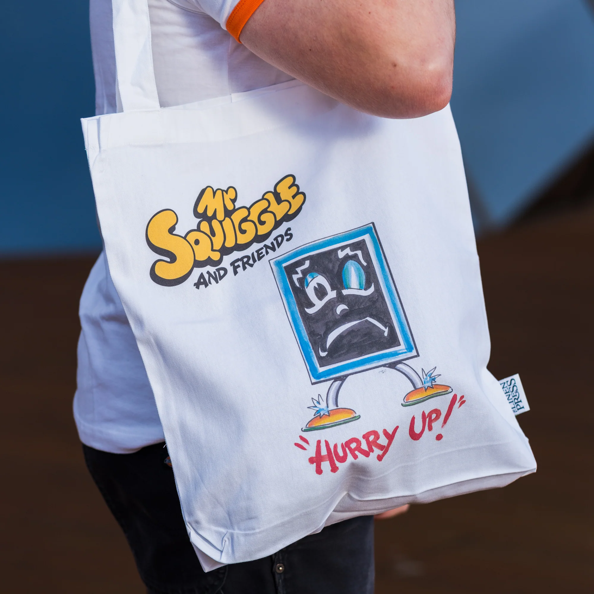 Tote Bag Organic Cotton White Mr Squiggle and Blackboard - Branded Ideas - Image 2