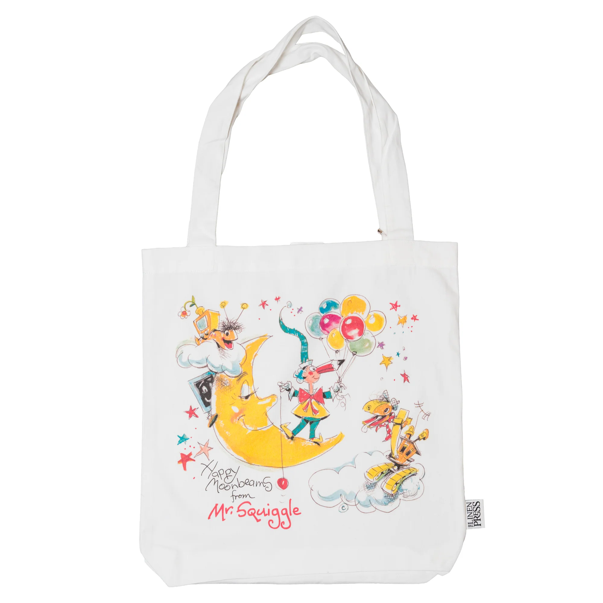 Tote Bag Organic Cotton White Mr Squiggle Moonbeams - Branded Ideas