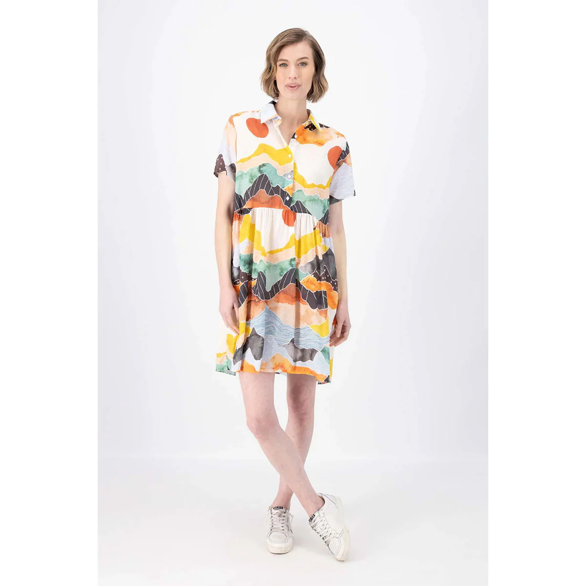 Vista Villa Dress Orange in Seersucker - Image 3