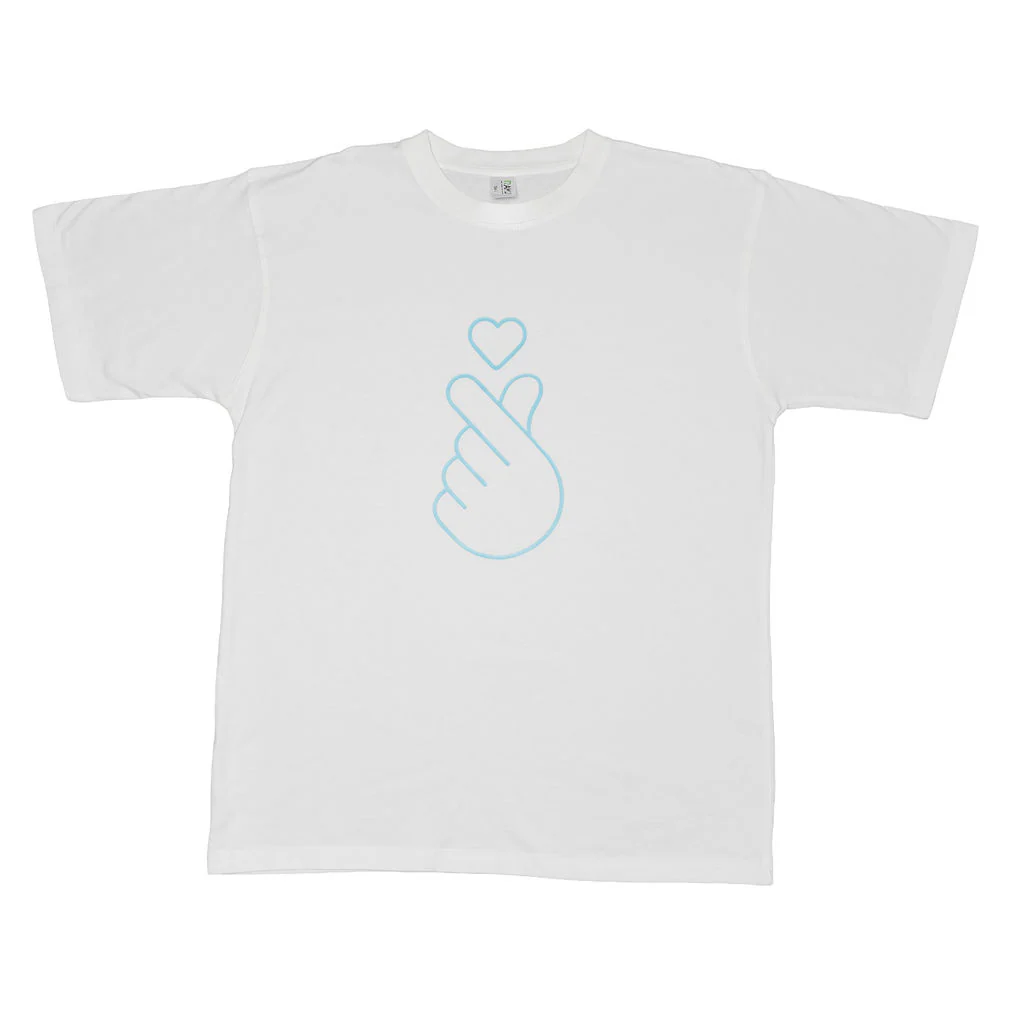 White T-Shirt Blue Finger Heart Hallyu Unisex - Branded Ideas