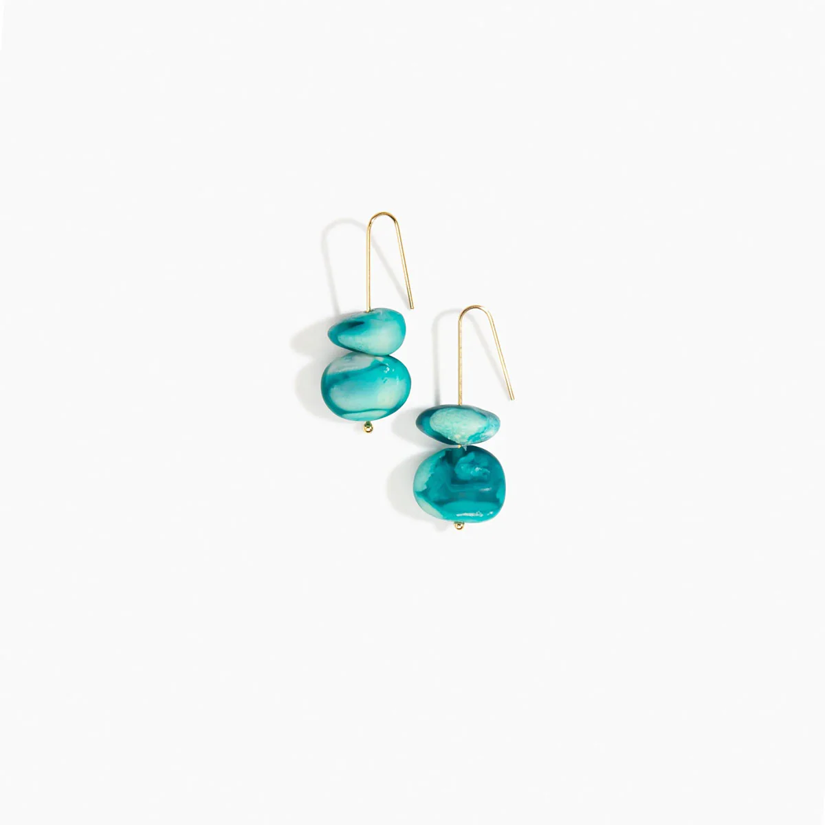 Wire Earrings Temple Earth Lagoon Gold - Dinosaur Designs