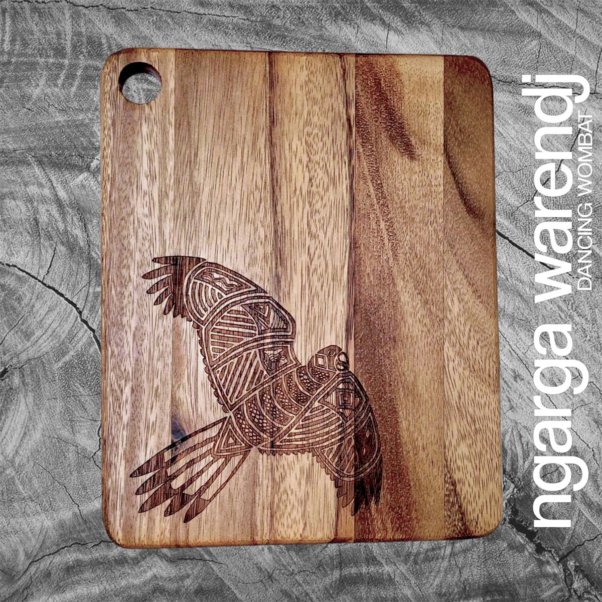 Wooden Board Rectangle Small Black Cockatoo Acacia 25x20cm - Ngarga Warendj