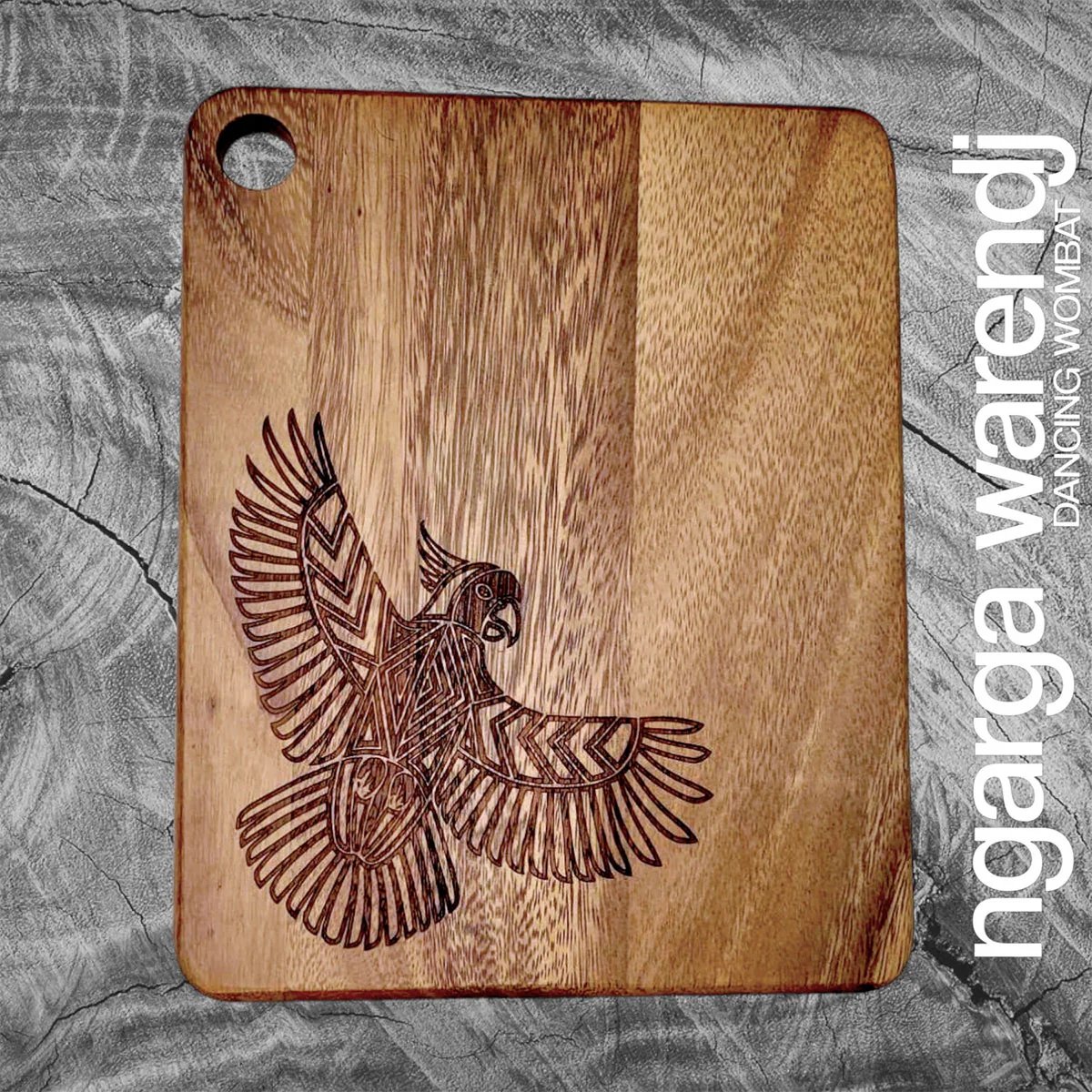 Wooden Board Rectangle Small White Cockatoo Acacia 25x20cm - Ngarga Warendj