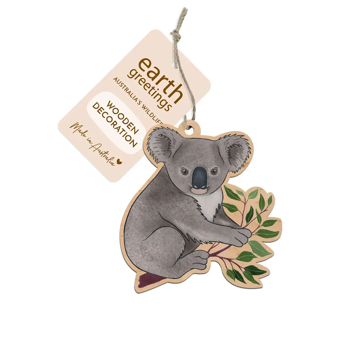 Wooden Decoration Australian Koala - Earth Greetings