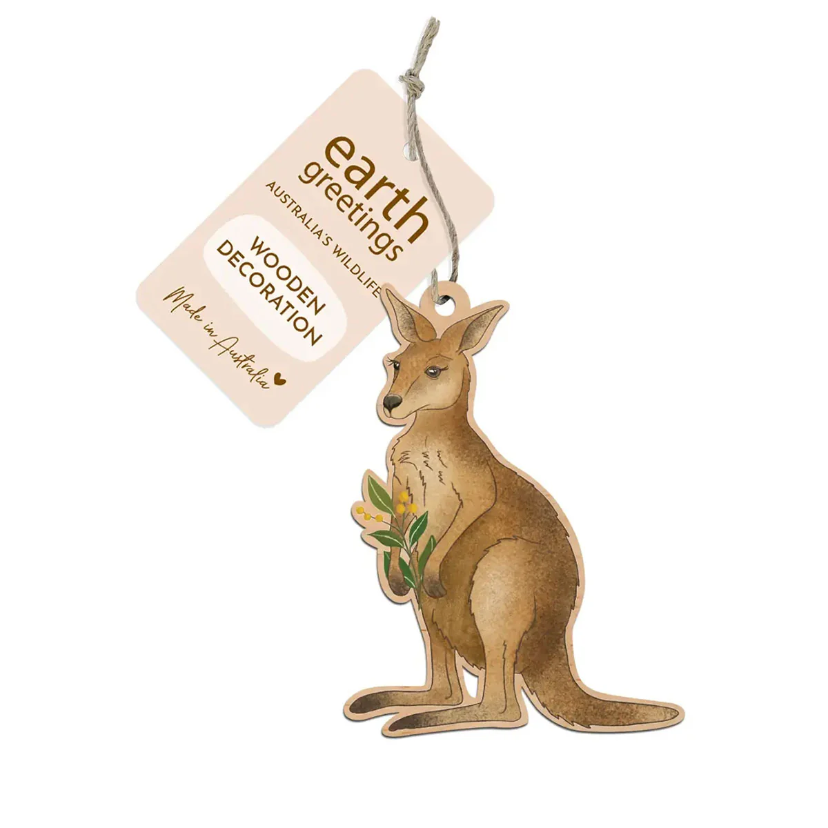 Wooden Decoration Hopping Kangaroo - Earth Greetings