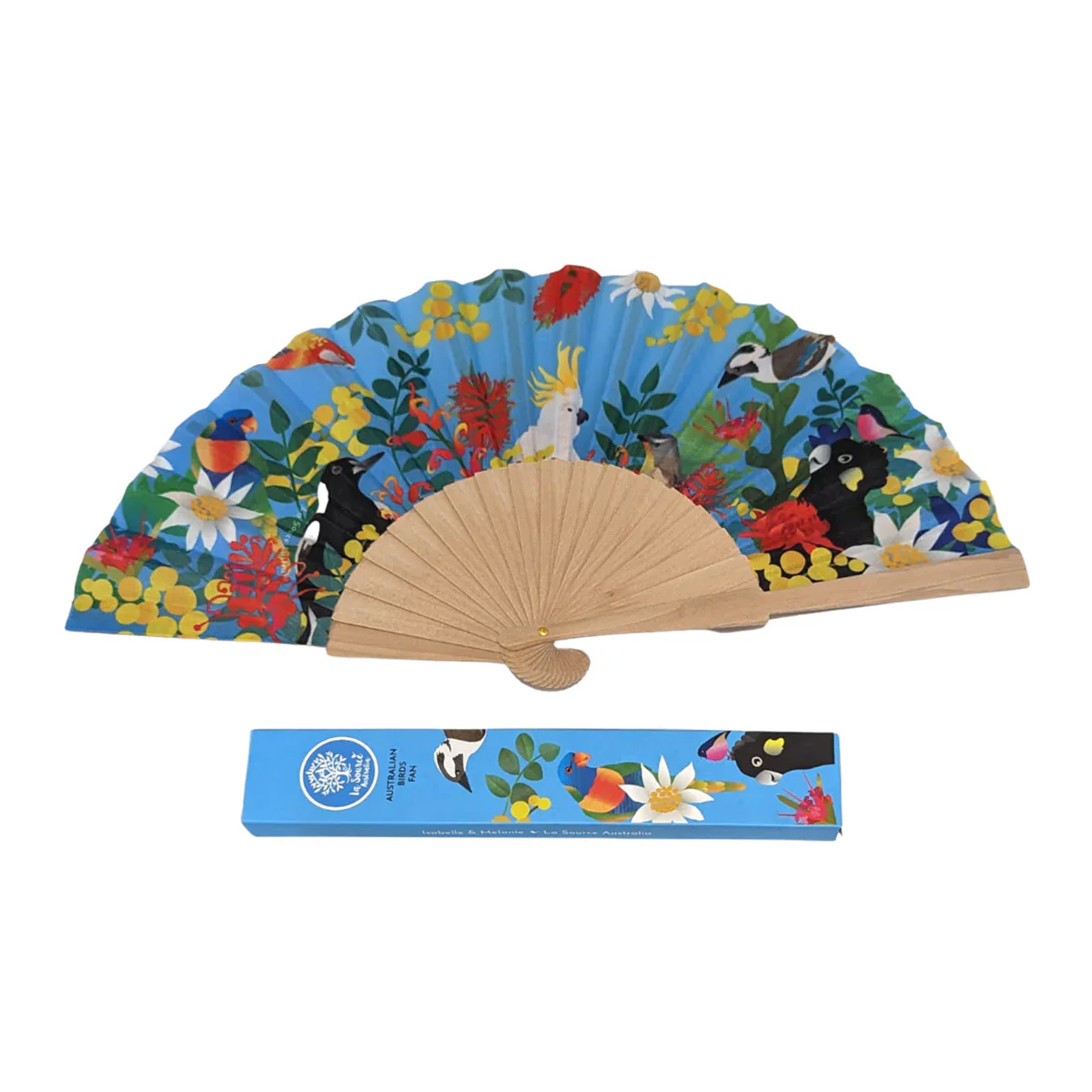 Wooden Fan Australian Birds - La Source